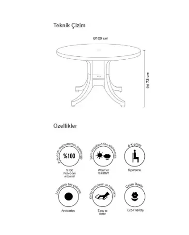 FAVORİ (Ø120 cm - 6 kişilik)