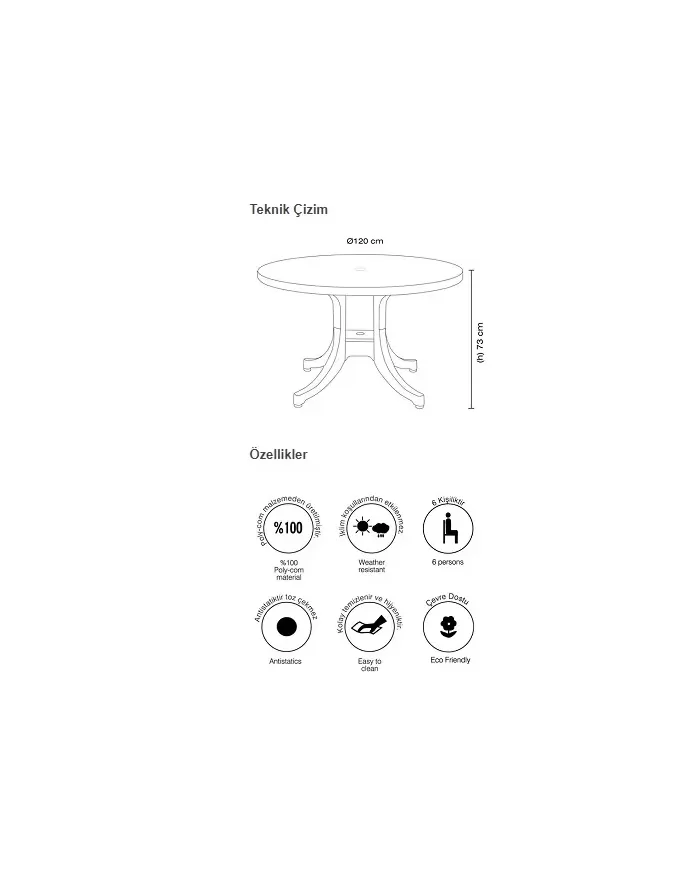 FAVORİ (Ø120 cm - 6 kişilik)