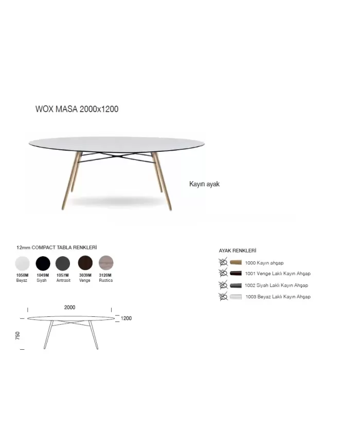 Wox Masa 200x120 (kayın)