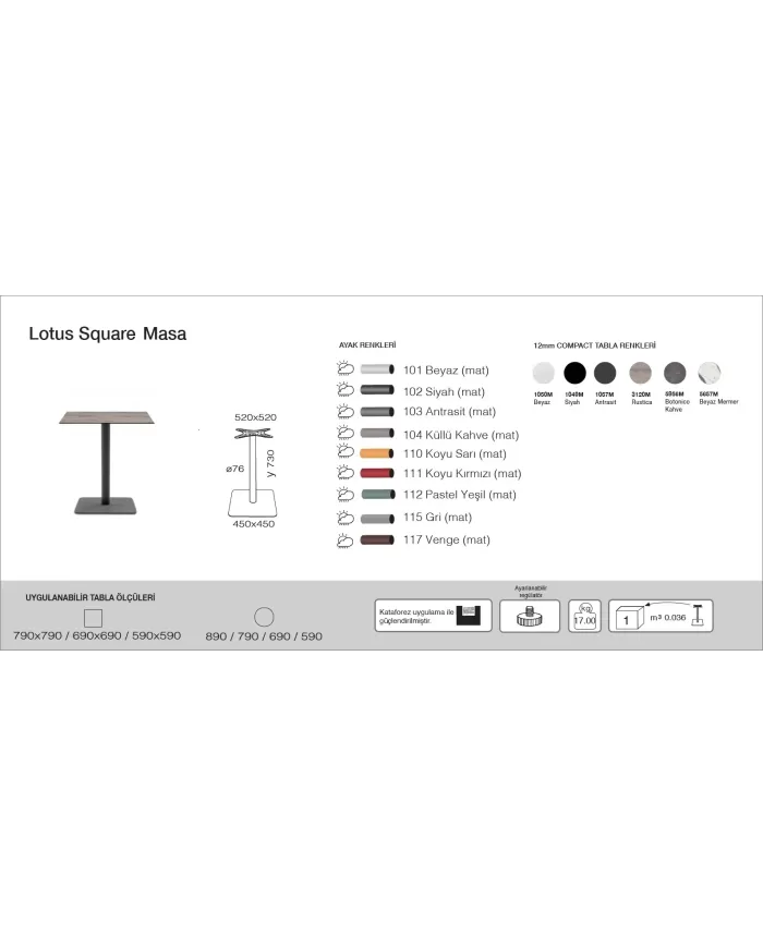 Lotus Square (45) Masa (69/79/89)