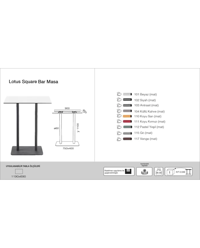 Lotus Square Masa (119x69) - BAR
