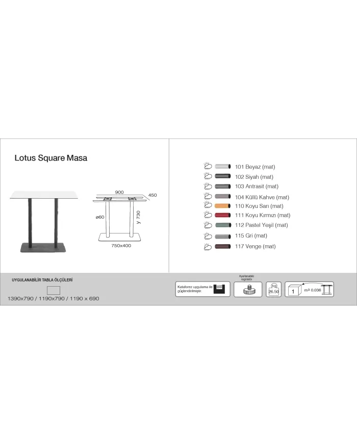 Lotus Square Masa (119x69/119xx79/139x79)