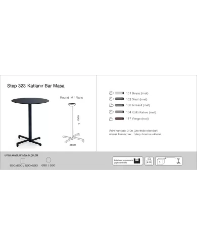 Step 323 Katlanır Masa (66 taban) - BAR
