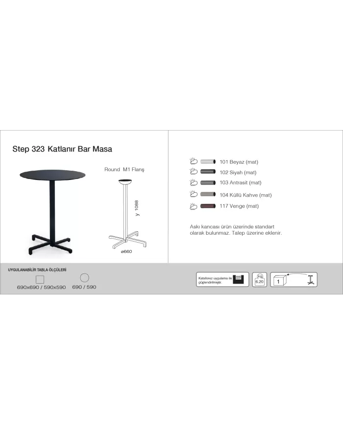 Step 323 Katlanır Masa (66 taban) - BAR
