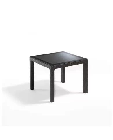 Classi Rattan Masa 90x90 Camlı
