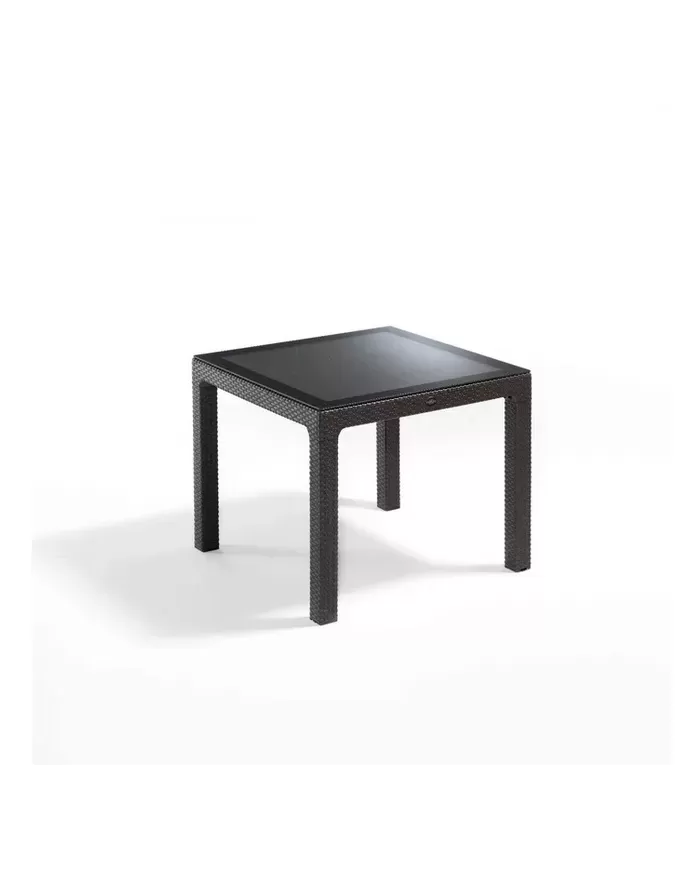 Classi Rattan Masa 90x90 Camlı