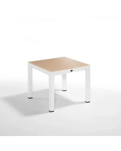 Wood Masa 90x90 Çizgili Camlı