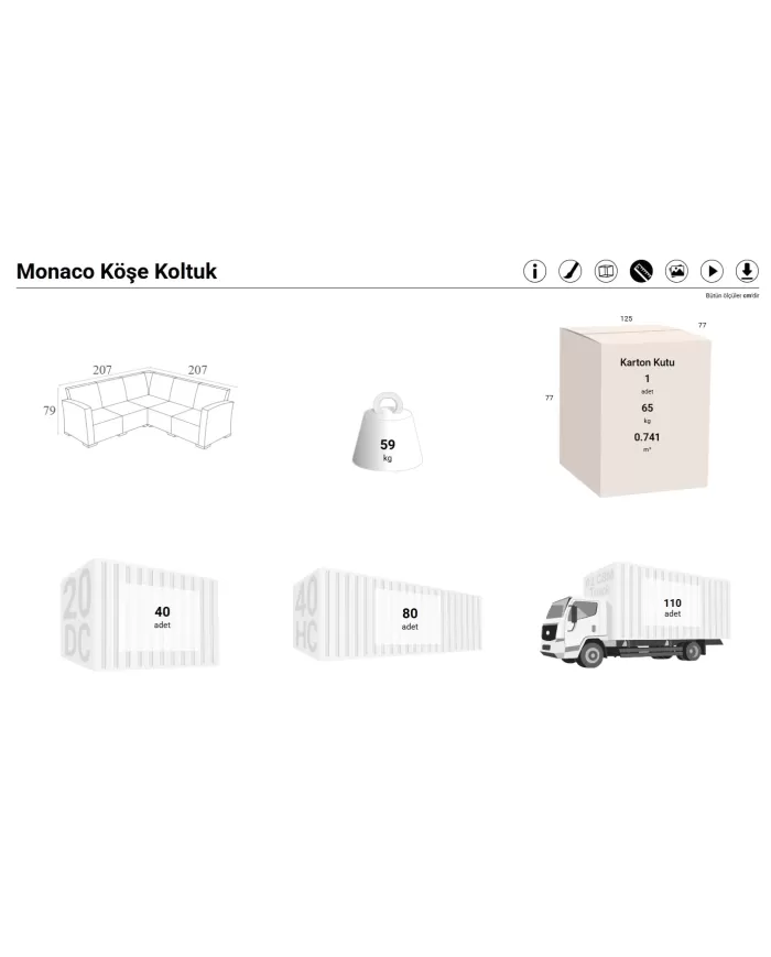 834 MONACO KÖŞE KOLTUK