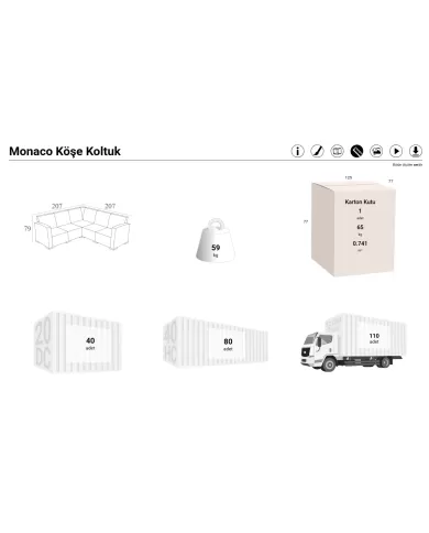 834-M MONACO KÖŞE KOLTUK (Minderli)