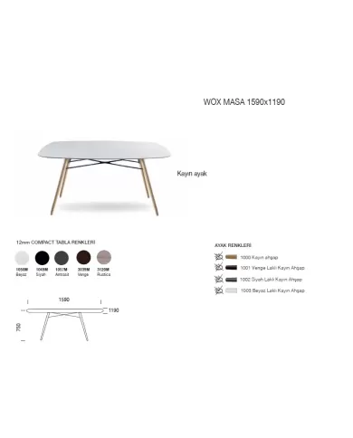 Wox Masa 159x119 (kayın)