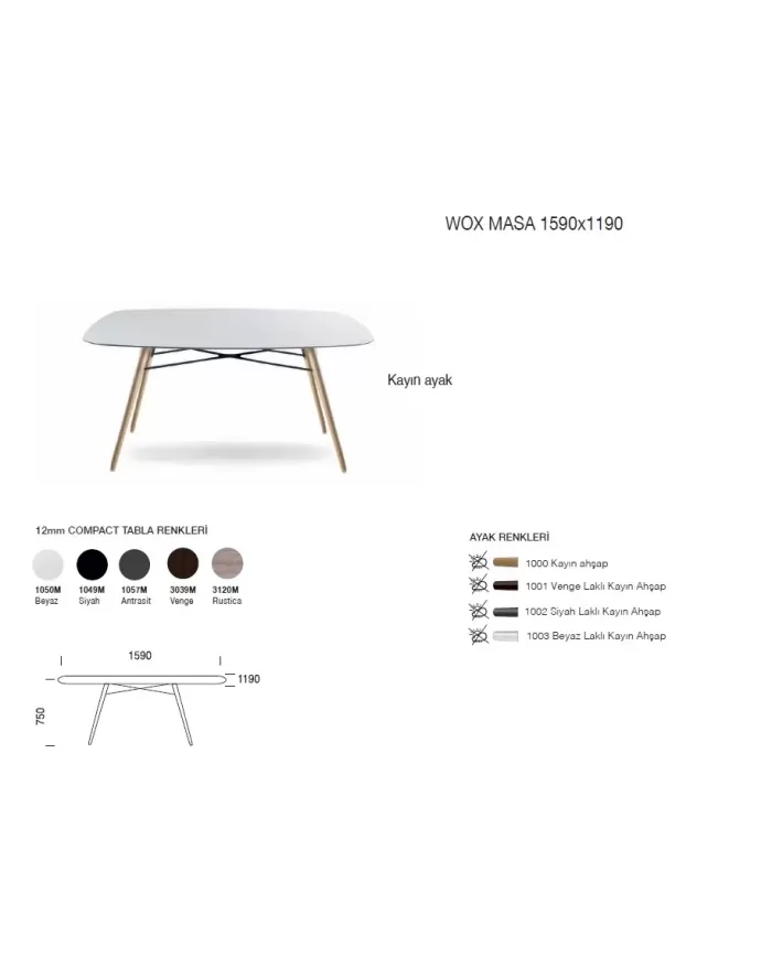 Wox Masa 159x119 (kayın)