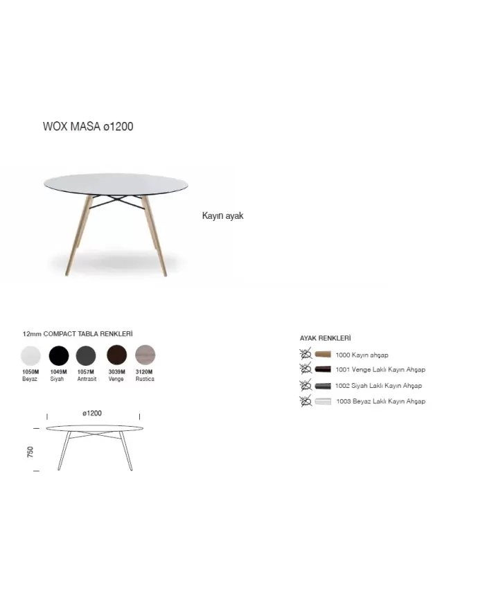 Wox Masa Ø120 (kayın)