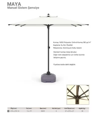 MAYA | Manuel Sistem Şemsiye 210x210