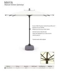 MAYA | Manuel Sistem Şemsiye 210x210