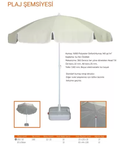 PLAJ ŞEMSİYESİ Ø200