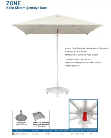 ZONE | Kollu Sistem Şemsiye 250x250