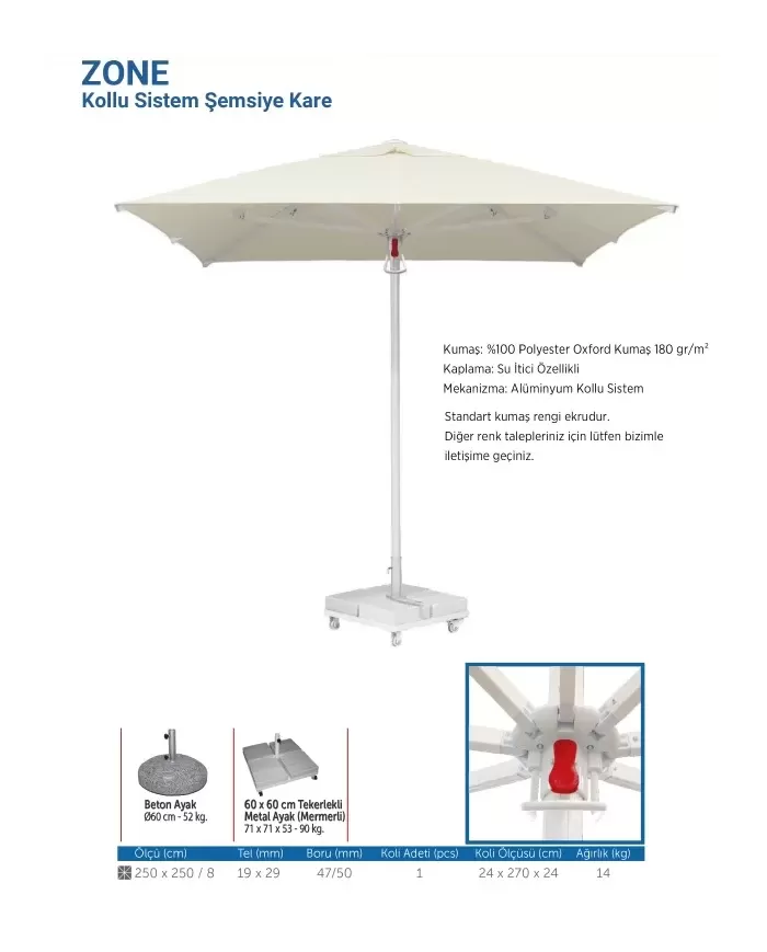 ZONE | Kollu Sistem Şemsiye 250x250