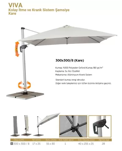 VİVA Şemsiye 300x300 Kare