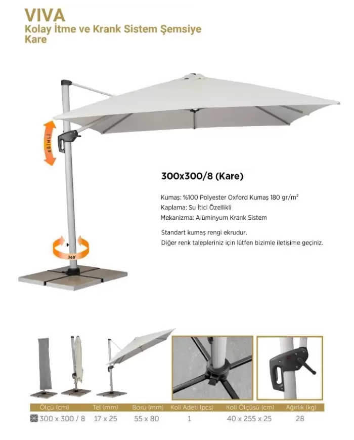 VİVA Şemsiye 300x300 Kare