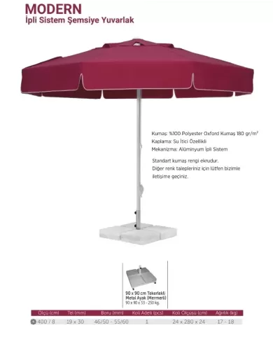 MODERN | İpli Sistem Yuvarlak Şemsiye Ø400