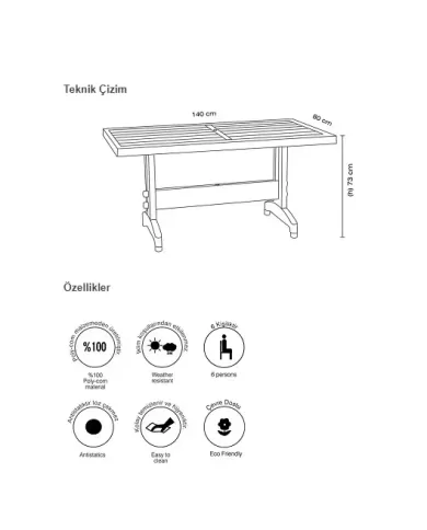 DiVA MASA (80x140 - 6 kişilik)