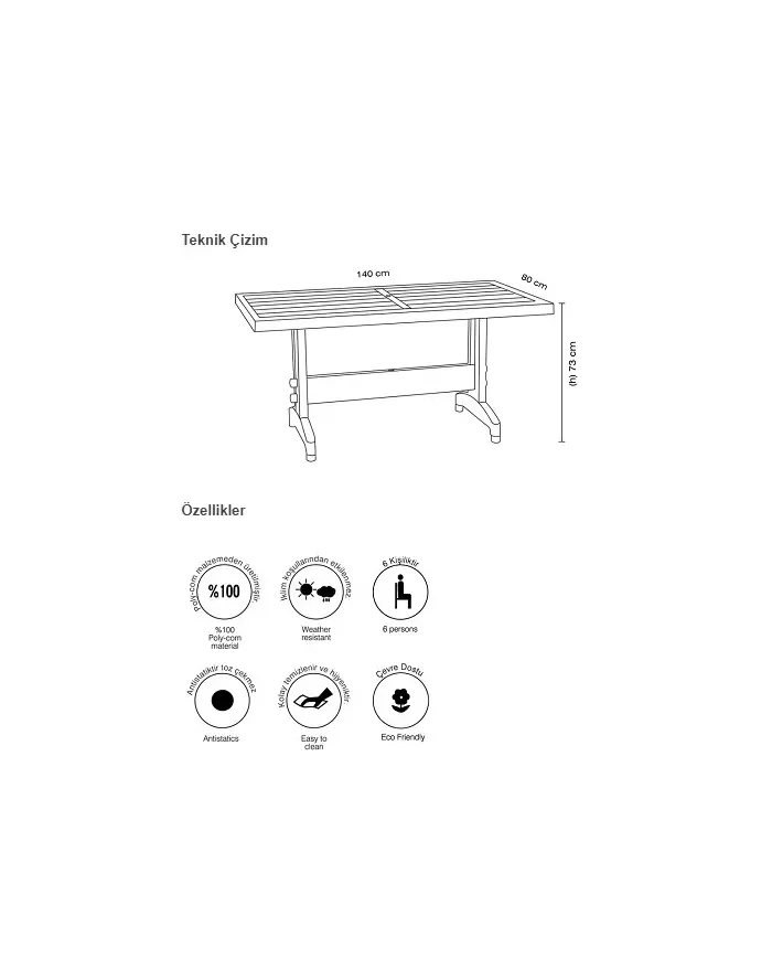 DiVA MASA (80x140 - 6 kişilik)