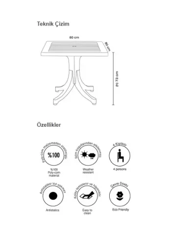 DiVA MASA (80x80 - 4 kişilik)
