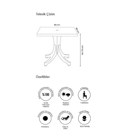 FAVORİ (80x80 cm - 4 kişilik)